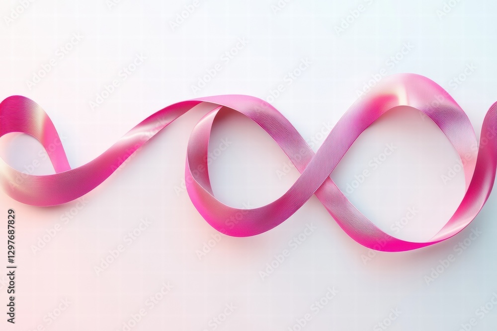 Aufkleber elegant pink ribbon twisted into a flowing shape, showcasing texture and color against a soft backgr