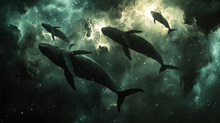 Fototapeta premium Whale Journey Galactic Scene Inspirational Nature