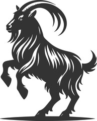 Goat standing with one front leg raised animal vector silhouette