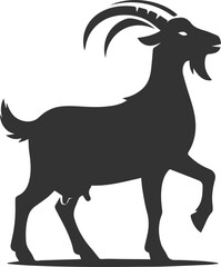 Goat standing with one front leg raised animal vector silhouette