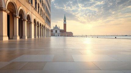 Naklejka premium Stone pavement and modern architecture