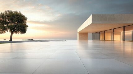 Stone pavement and modern architecture