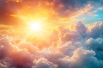 Fototapeta premium Aerial Sunset Radiance Above Cloudscape