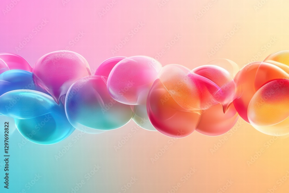 Aufkleber colorful bubbles float gracefully against a vibrant gradient background during a serene artistic mom