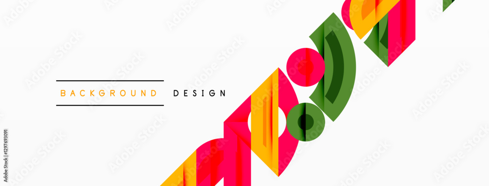 Aufkleber Abstract geometric background with shapes, featuring circular and rounded elements. Bold contrast, smooth gradients, dynamic composition, futuristic style