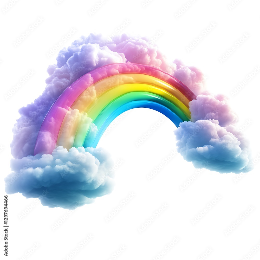 Poster rainbow sky with clouds. abstract background