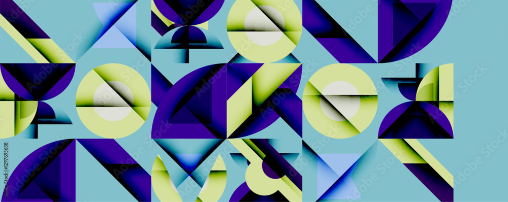 Aufkleber Minimal geometric abstract background. Circle square and triangle design