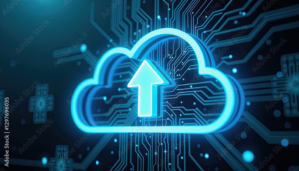 Aufkleber glowing cloud technology icon with circuit background for tech presentations