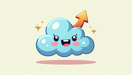 Obraz premium Cute Cartoon Cloud Character for Children's Educational Apps and Content