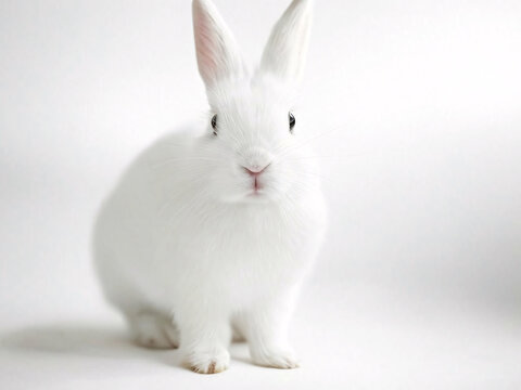 white rabbit on white background