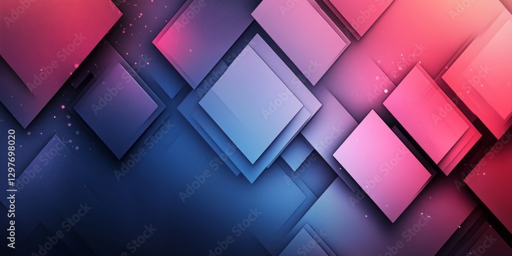 Poster geometric abstract background featuring overlapping squares and vibrant color gradients