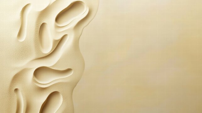 Sand art formation with abstract shapes and smooth textures on a beige background during daylight. Generative AI - Powered by Adobe