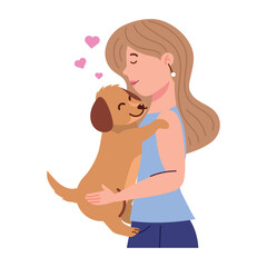 Pet Adoption Woman Hugging Dog Animal