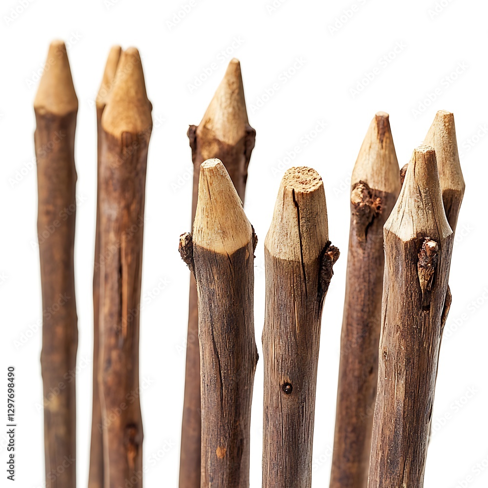 Poster set of tree trunks isolated on white background with clipping path.