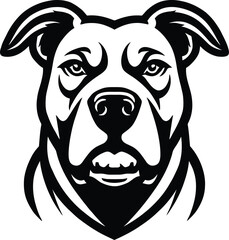 Bold Black and White Dog Illustration: Striking Canine Portrait