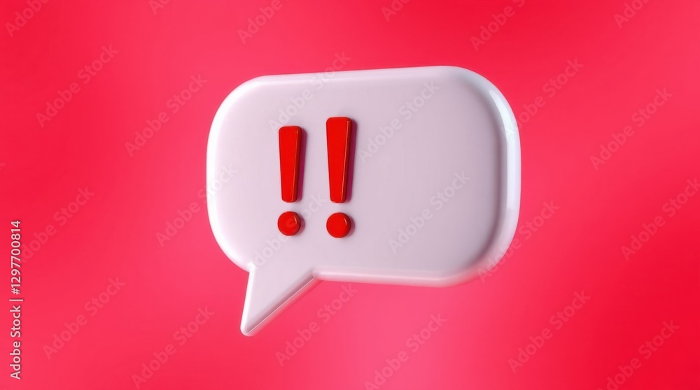 Poster red exclamation points within a white speech bubble set against a vibrant red background. importance