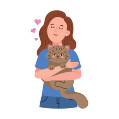 Pet Adoption Woman Cuddling Cat Animal
