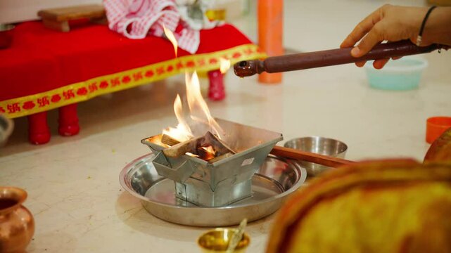 Divine fire ascends into ceremonial room