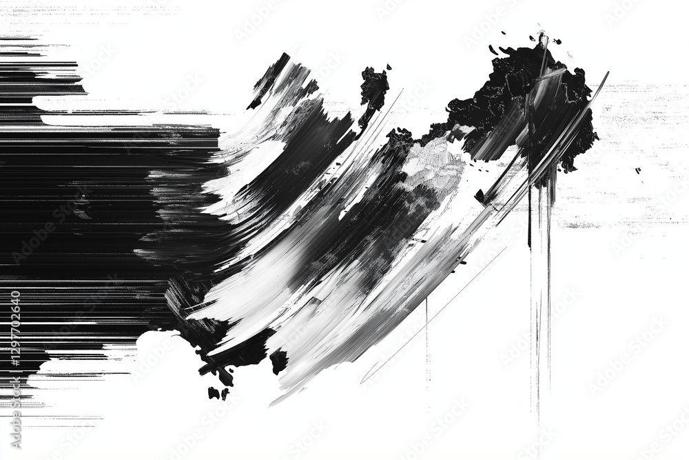 Poster abstract futuristic cyberpunk displacement map for 3d rendering. random distorted black white broken
