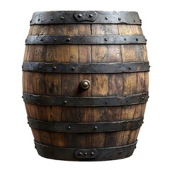 Fototapeta premium Aged wooden barrel with iron bands.