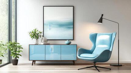 Modern interior decoration, sofas, chairs, and cabinets