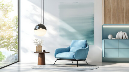 Modern interior decoration, sofas, chairs, and cabinets