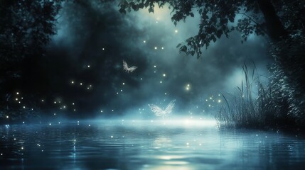 Magical Light Effects in a Serene Nature Setting