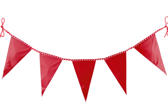 Festive Red Flag Banner. Party, Event Decoration, Or Birthday Celebration. Isolated On white.