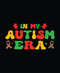 Autism Awareness Month card with puzzle heart, April. Vector