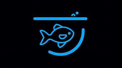 Obraz premium Editable stroke icon of a fish in a bowl, symbolizing pet fish care.