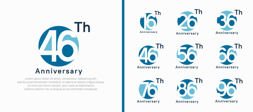 anniversary logotype set. vector design blue color circle can be use for celebration moment
