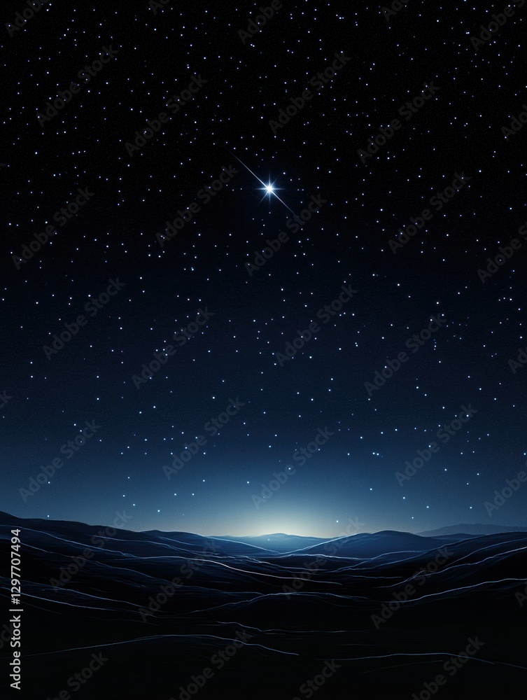 Aufkleber starlit night sky over rolling hills with distant horizon under a blanket of stars. generative ai