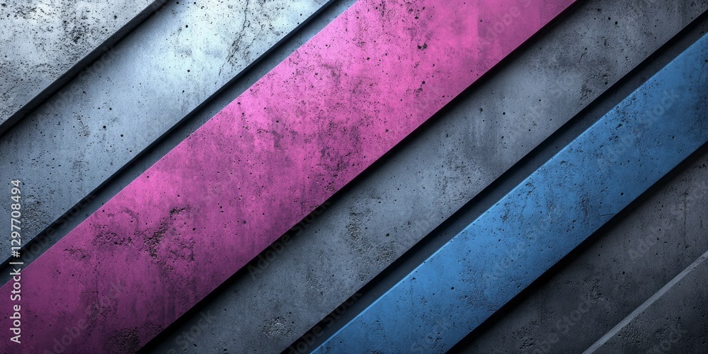 Poster abstract image showing colorful textured angled stripes and gray concrete
