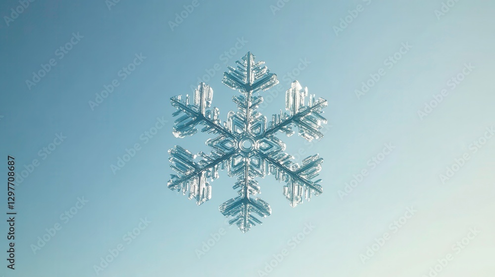 Poster soft light single snowflake isolated on background
