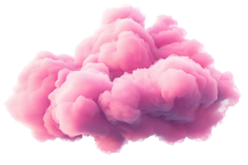 Transparent clear cloud, realistic pink smoke clipart cut out