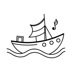Boating on music very nice line art illustration