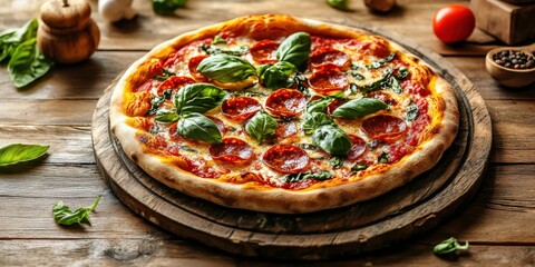 pizza with mushrooms and tomatoes