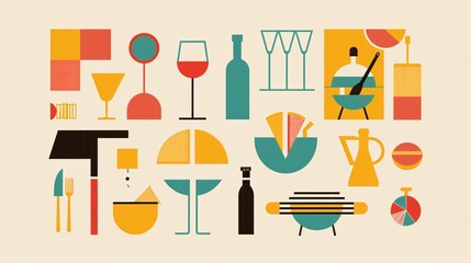 restaurant icons set