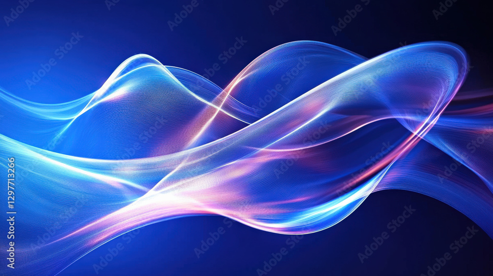 Poster flowing electronic waves and database lighting