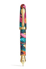 Vibrant colorful fountain pen, isolated on white background