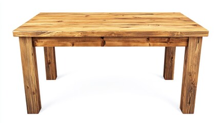Rustic wooden dining table isolated