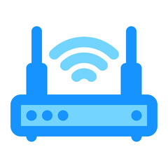 Modern Wireless Router Delivering Internet Signal with Blue Aesthetic Design