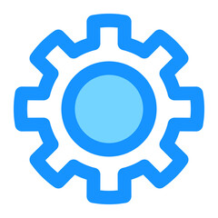 Blue Gear Icon for Settings, Maintenance and Technology Concepts