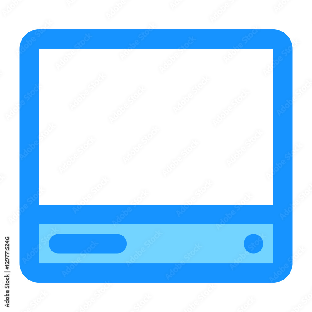 Poster displaying screen interface with buttons in a clean modern icon