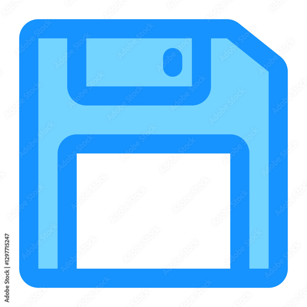 Poster floppy disk icon in blue representing data storage and saving