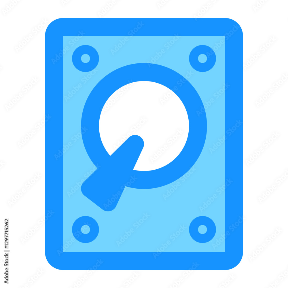 Poster hard drive disk vector icon in blue for digital data storage