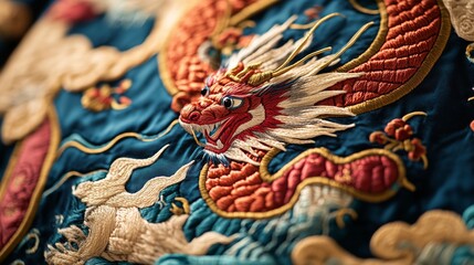 Gorgeous dragon pattern embroidery
