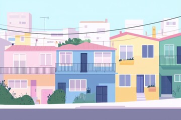 Obraz premium Colorful Residential Architecture with Modern and Vintage Elements