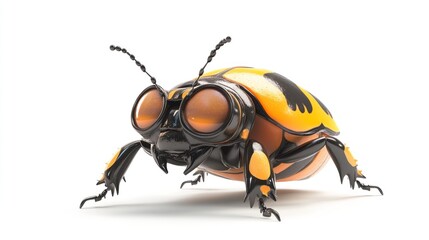 Fototapeta premium Orange beetle standing. Upward angle. Insect isolated on white