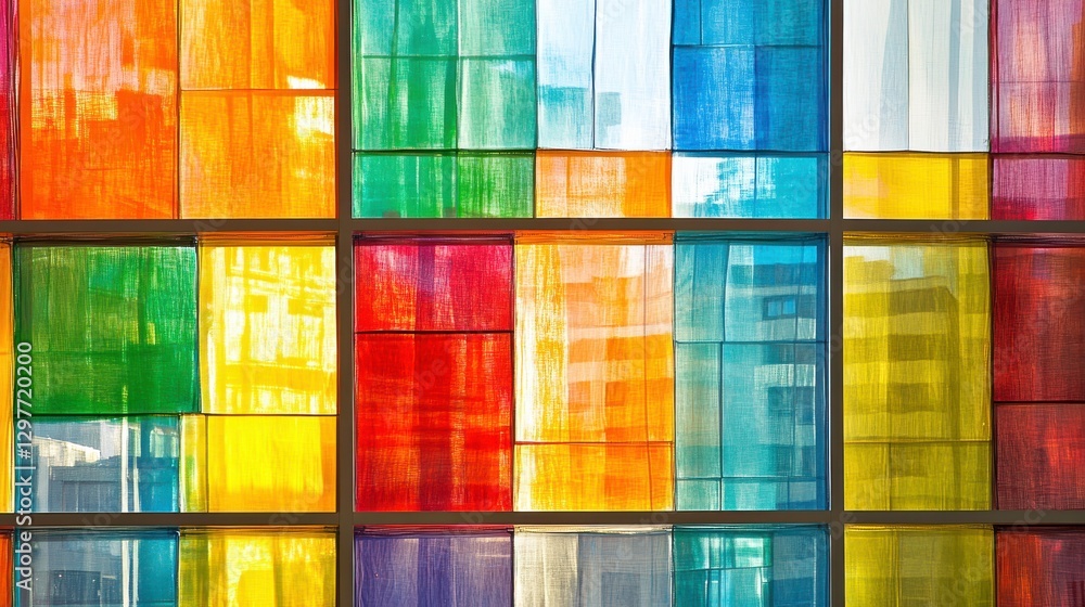 Poster colorful reflections on window creating patterns